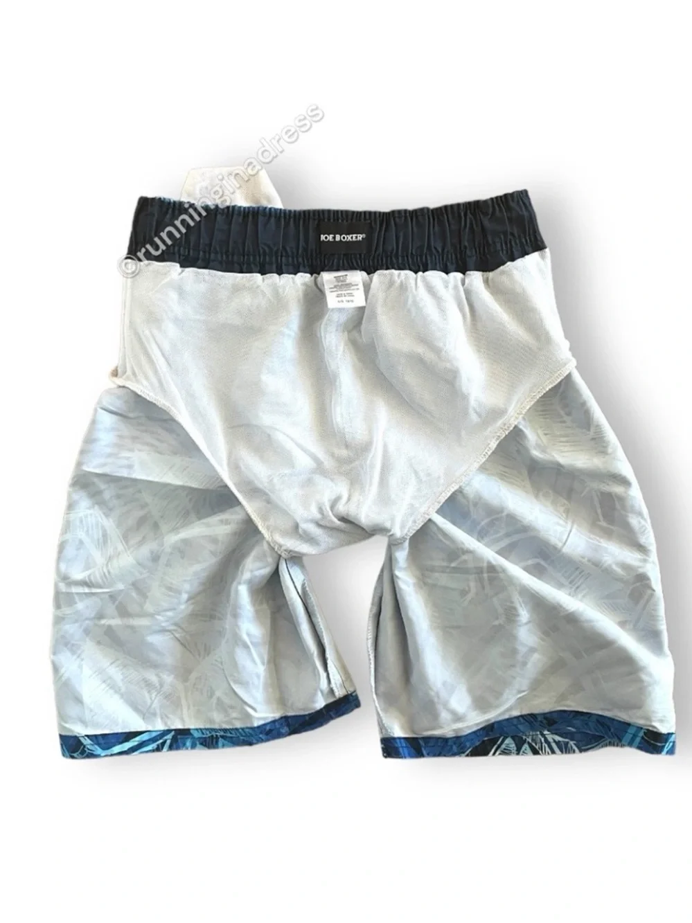 Joe Boxer Boys Swim Trunks Size L 10/12 Blue Floral Board Shorts Bathing Suit